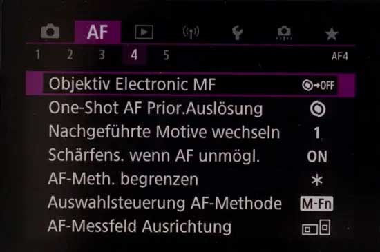 Canon R6 AF-Menü 4