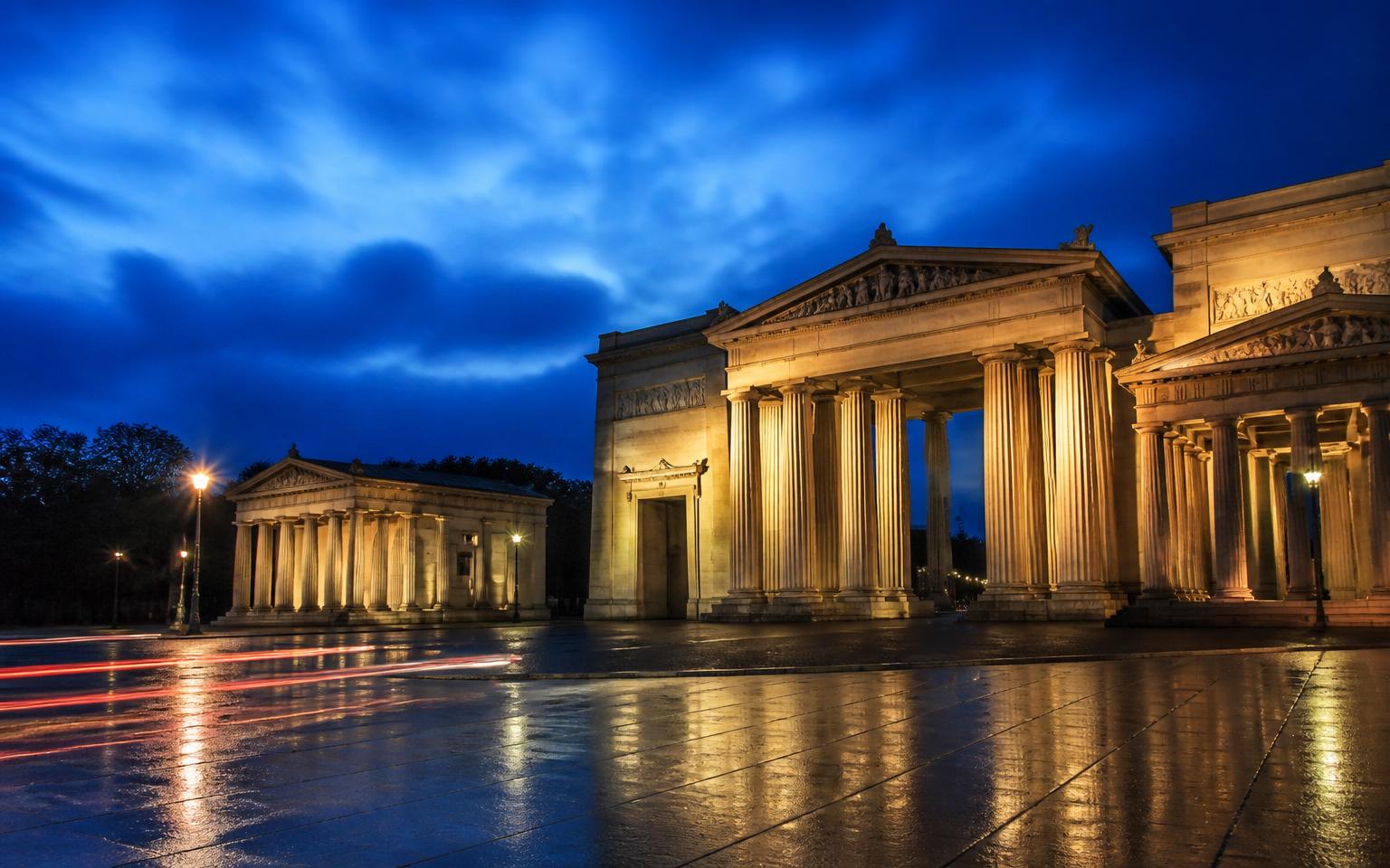 Blaue Stunde München Königsplatz Pinakotheken