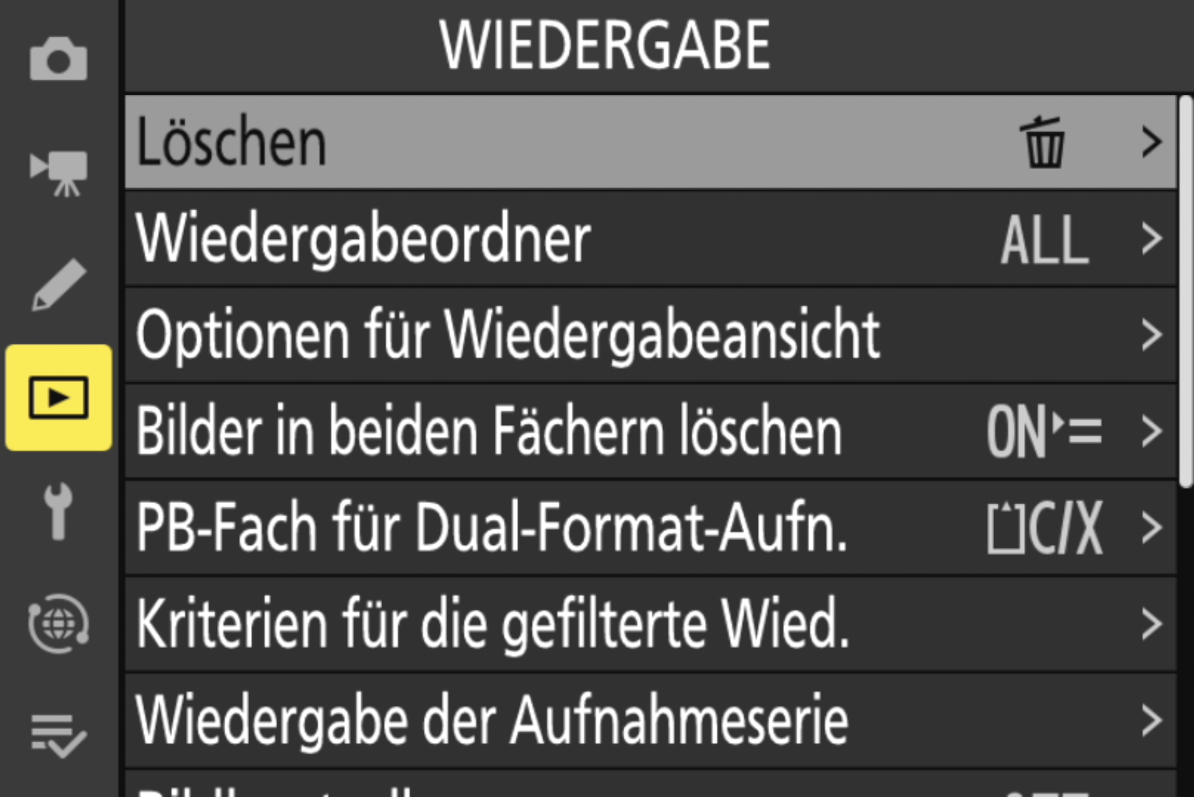 Wiedergabe Menü Nikon Z8
