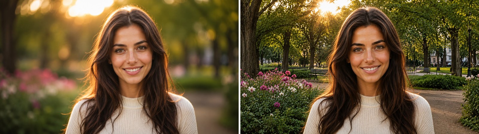 Portrait-Vergleich: links mit Blende f/1.8, rechts mit Blende f/11