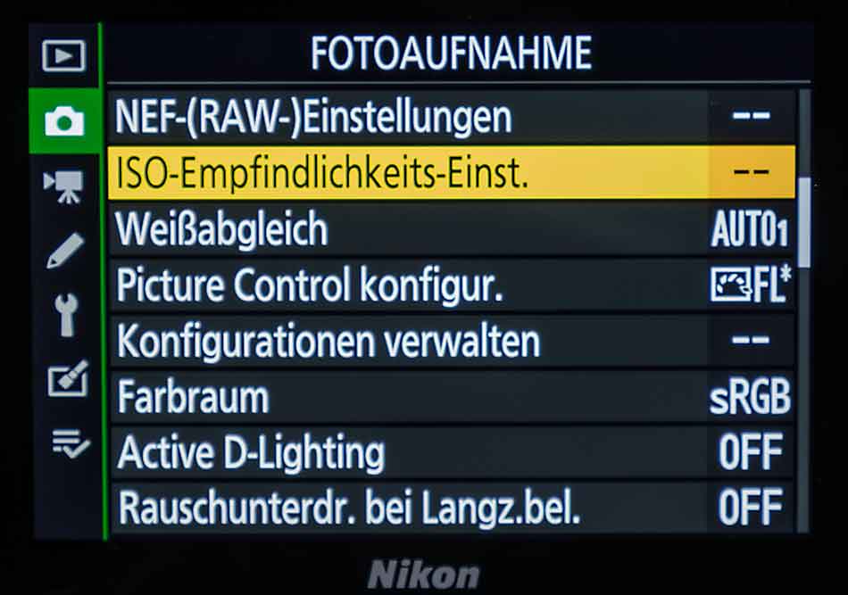 Fotoaufnahme Menü Nikon z6 II