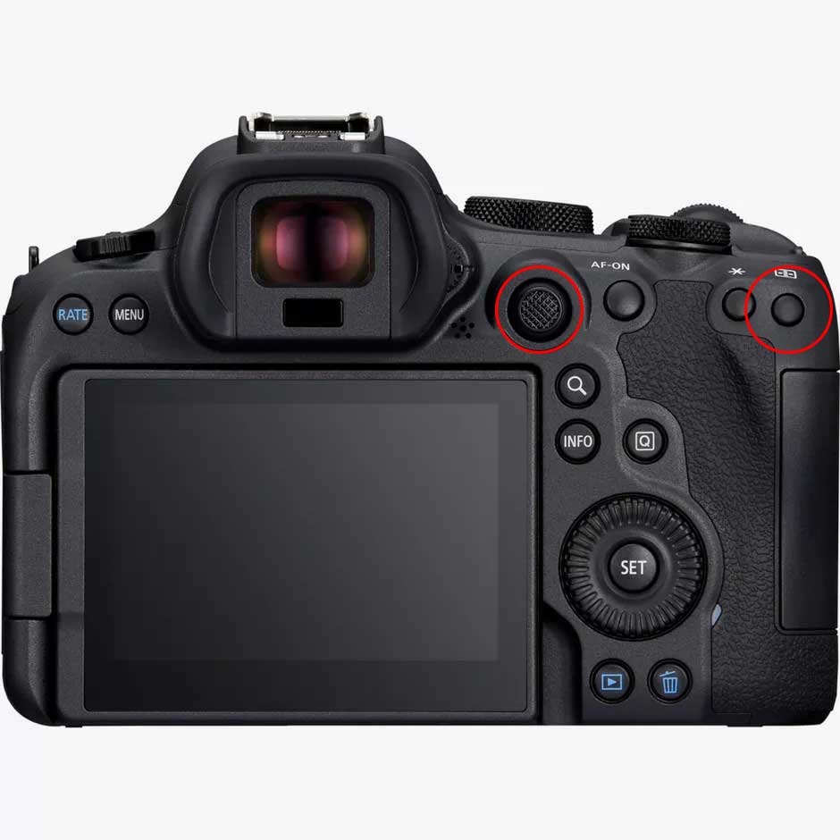 Canon EOS R6 Mark II Rückseite mit AF-Tasten