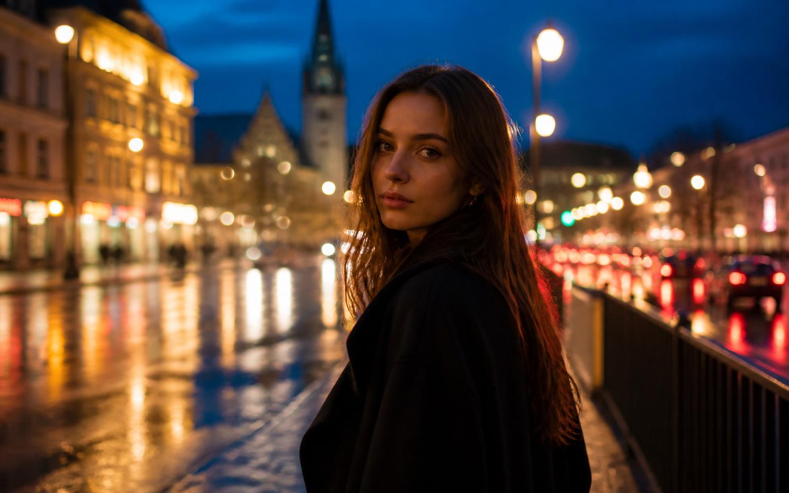 Fotokurs City Light Portrait blaue Stunde Nightlight