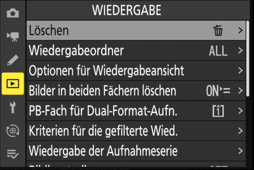 wiedergäbe Menu z6 III