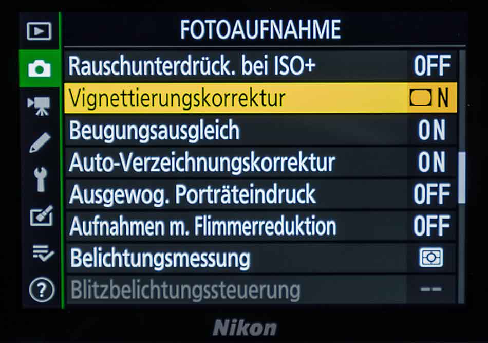 Nikon z6 Menüeinstellungen
