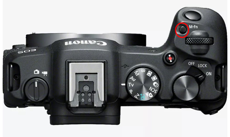 canon r8 Ansicht von oben M-Fn Taste