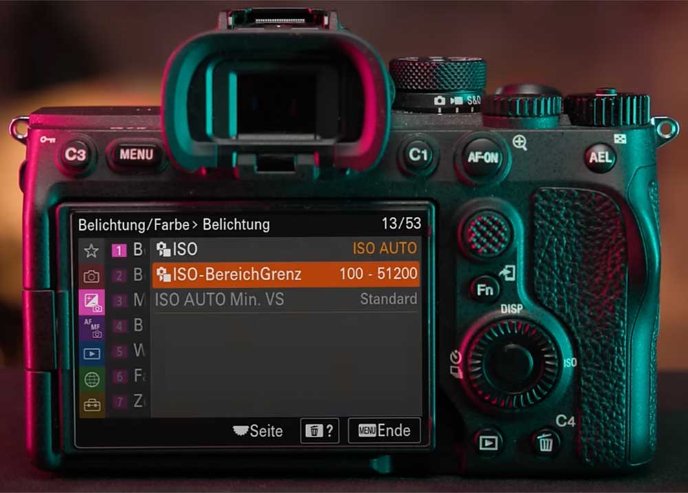 sony a7 ISO Automatik begrenzen