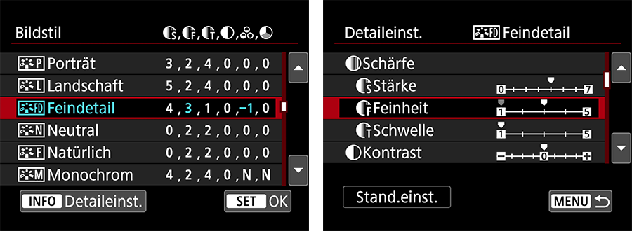bildstil einstellung in der digitalfotografie