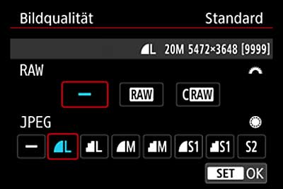 Canon Bildqualität im Menü einstellen