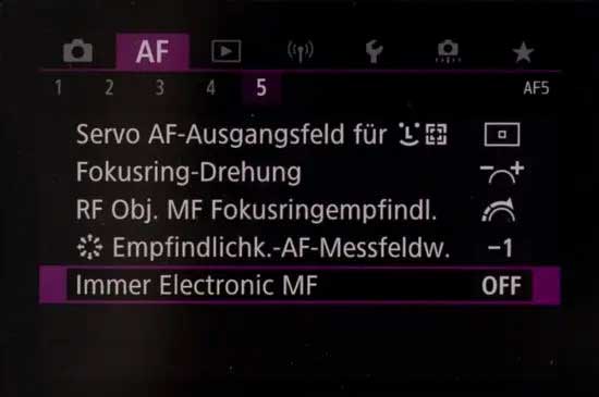 Canon R6 AF-Menü 5