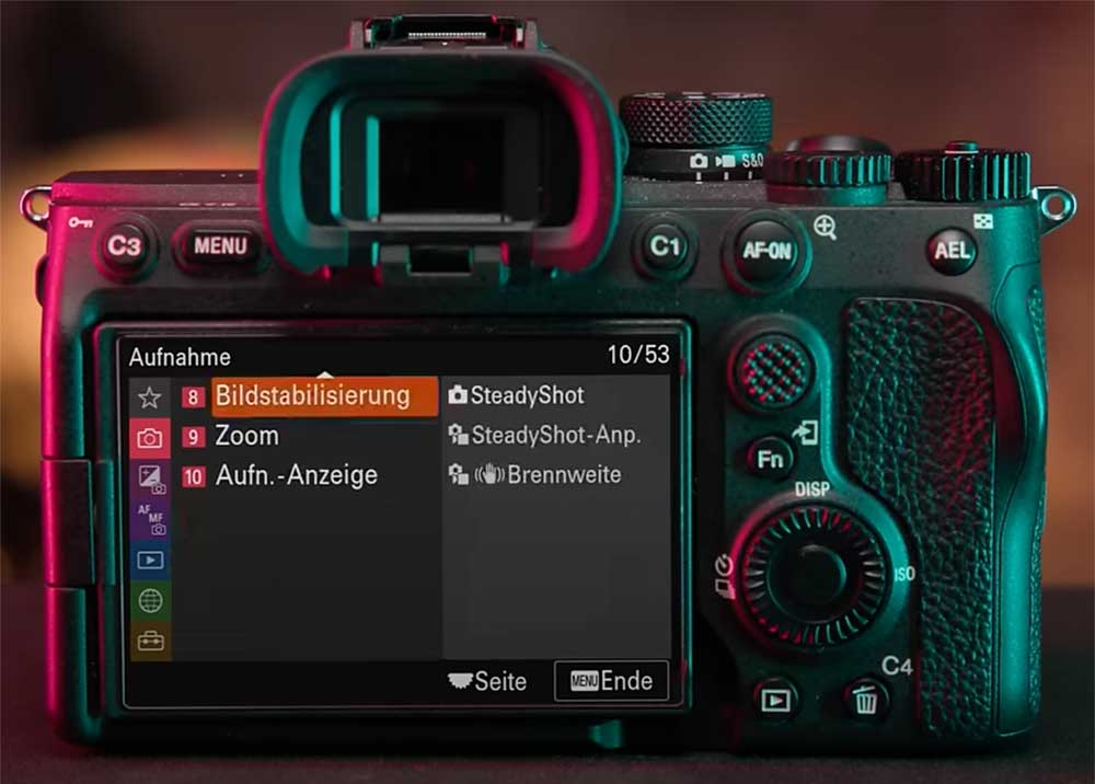 wichtige menue einstellungen sony a7 iv
