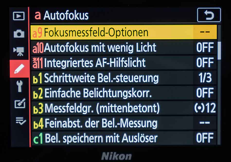 Wie stelle ich den Autofokus bei Nikon z6 ein