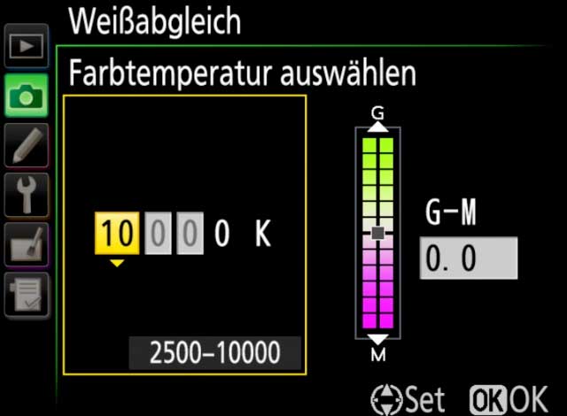 Kelvin wert auswählen